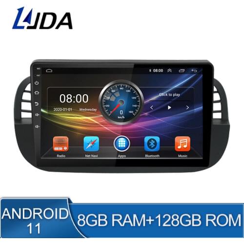 LJDA Android 8.0 Car DVD Player For FIAT 500 WIFI Stereo Multimedia Steering Wheel Control GPS Navigation 2G+32G 1 Din Car Radio