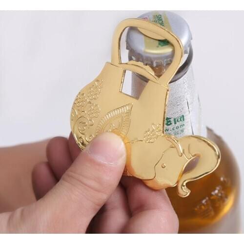 FREE SHIPPING+Gold Wedding Favors and Gift Lucky Golden Elephant Wine Bottle Opener SN411