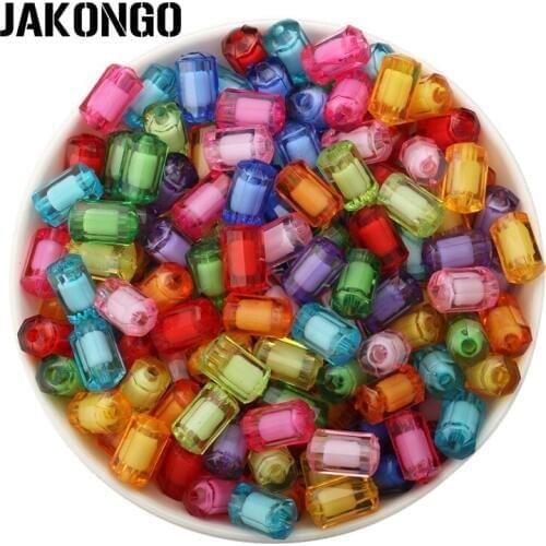JAKONGO Colorful Mix Acrylic Cylindrical Loose Beads for Making Bracelets Accessories Craft DIY Jewelry Findings 12x8mm