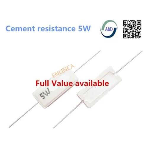 10pcs 5W 5% Cement Resistor Power Resistance 0.1 ~ 10K 0.1R 0.5R 1R 10R 100R 0.22 0.33 0.5 1 2 5 8 10 15 20 25 30 100 1K 10K ohm
