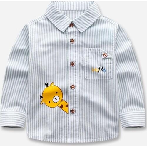 Childrens long-sleeved shirt autumn models spring and autumn baby cotton shirt boys and girls cartoon new striped shirt