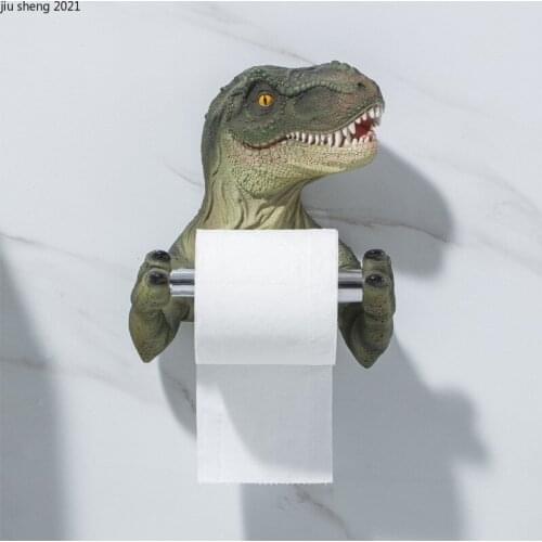 European Resin Cartoon Dinosaur Paper Towel Holder Household Bathroom Wash Towel Storage Shelf Creative Animal Roll Paper Holder