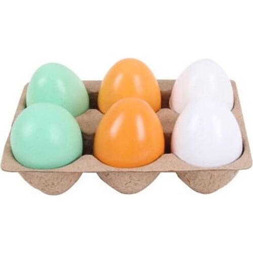 Simulation Colored Easter Eggs Wooden Childrens Handmade Painting Egg Crafts Easter Party Supplies House Play Toy Set