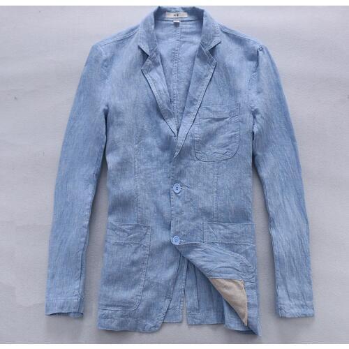 Italy brand linen jacket men autumn long-sleeved flax men jacket solid fashion jackets men business casual jaqueta masculina