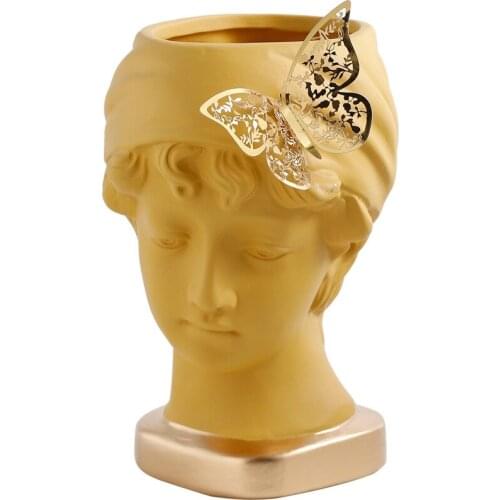 Nordic living room creative ceramic flowerpot fleshy Head Vase Decoration flower arrangement dry flower