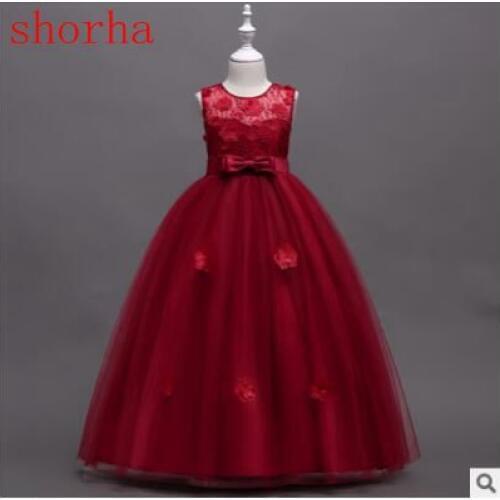 5-16 Summer New Lace Flowers Girls Dresses High Quality Childs Wear Toddler Girl Clothing Hollow Mesh Princess Kids Dress