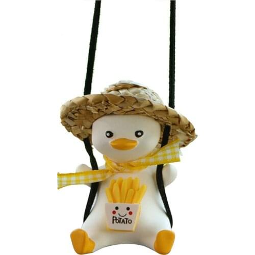 Cute Little Duck Car Auto Rearview Mirror Pendant Swinging Duck Pendant Decoration for Car Interior Accessories for Girls Gifts