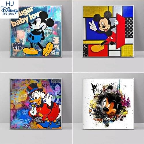 Fashion Disney Mickey Donald Duck Print Canvas Painting Room Wall Decor Poster And Prints Picture for Home Decoration No Frame