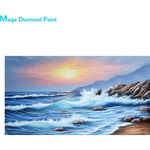 Morning Glow Sea Waves Beach Diamond Painting Round Full Drill Nouveaute DIY Mosaic Embroidery 5D Cross Stitch Scenic Pattern