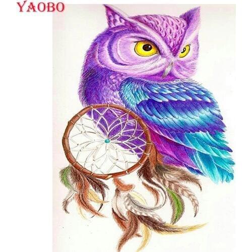NEW 5D Diy Square Mosaic Diamond Embroidery sale Dream catcher of Cross Stitch Resin Full Round Diamond Painting owl feather