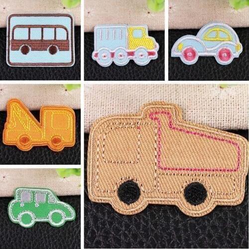 2019 New Cheap Cartoon Trolley series Bus Embroidered Clothes Stickers Big truck crane Patches Fortune Badges DIY Patch Kawaii