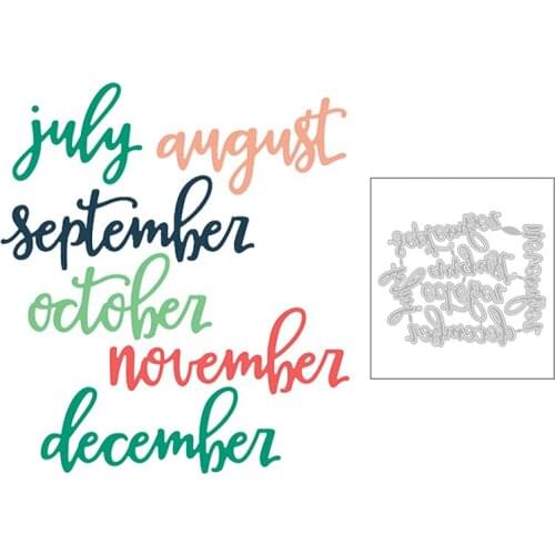2020 New August September October November December English Words Metal Cutting Dies For Greeting Card Paper Scrapbooking Making