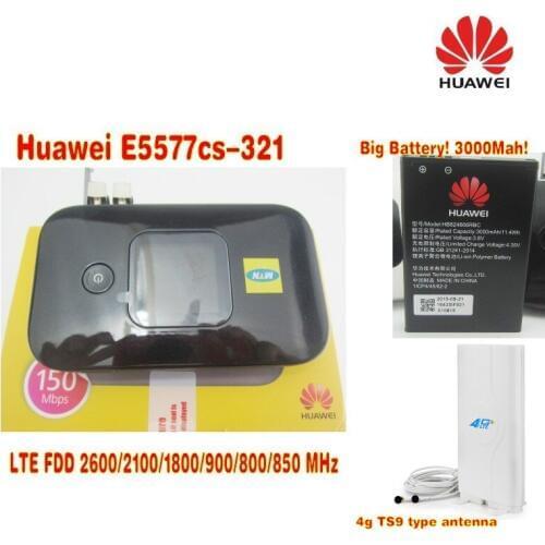 Huawei original E5577cs-321 4G mobile wifi router,pocket wifi with 4g antenna 49dbi TS9 type