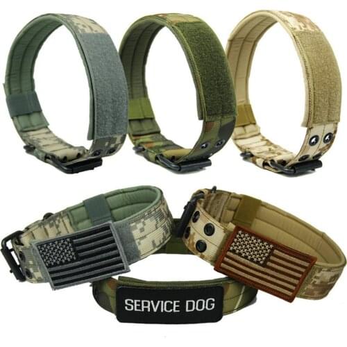 Adjustable Nylon Dog Collar Tactical Collar Heavy Duty Metal Buckle Camouflage Military Army Hunting For K9 Dog Training Gear