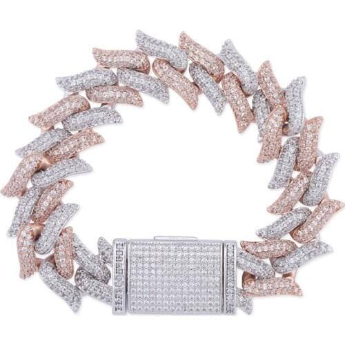 16mm Lock Clasp Big Box Bling Cuban Thorns Chain Heavy Necklace Iced Out AAA Cubic Zircon Hip hop for Men Rapper Jewelry