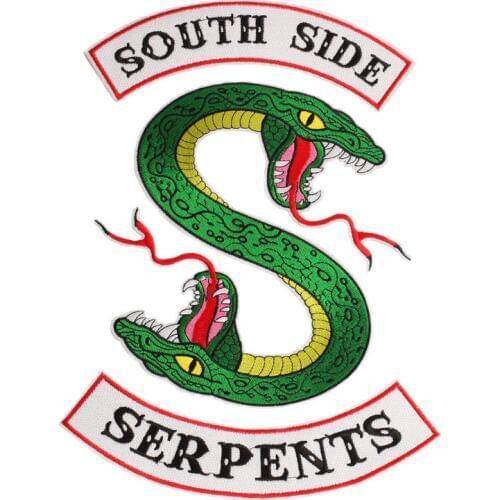 PGY 1Pcs/Two headed snake Punk Style Clothes Patches Embroidery Patch DIY Letter Applique Embroidery Jackets Coats Patches