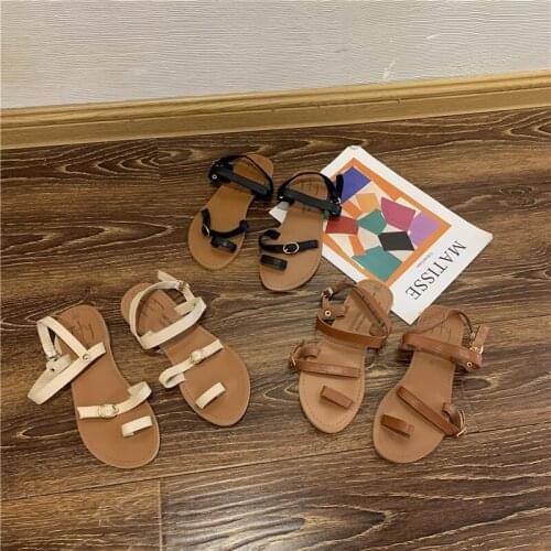 Vintage Clip toe gladiator sandals women summer beach shoes woman sandales flip flops flat non-slip buckle belt sandalias mujer