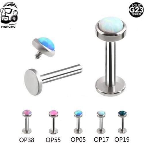 New Product Tragus Earring Opal Stone 100% Titanium G23 Labret Lip Piercing Tragus 3mm Rings Body Jewelry
