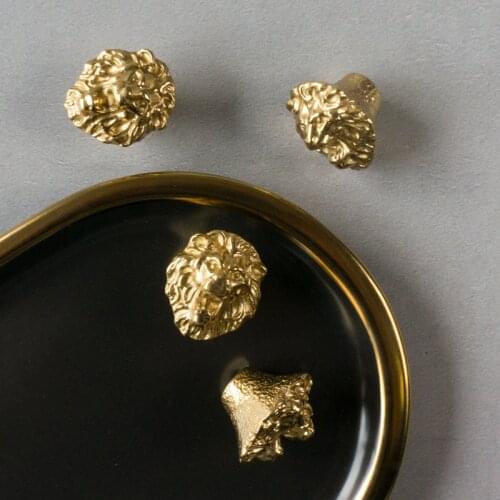 HXS Modern Copper Lion Shaped Handles Golden Solid Brass Cabinet Door Knobs Dresser Pullers DIY Furniture Handle Hardware