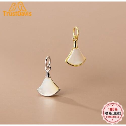 TrustDavis Real 925 Sterling Silver Fashion Shell Ginkgo Leaf Pendant Handmade DIY Accessories Fine Jewelry Wholesale HY299