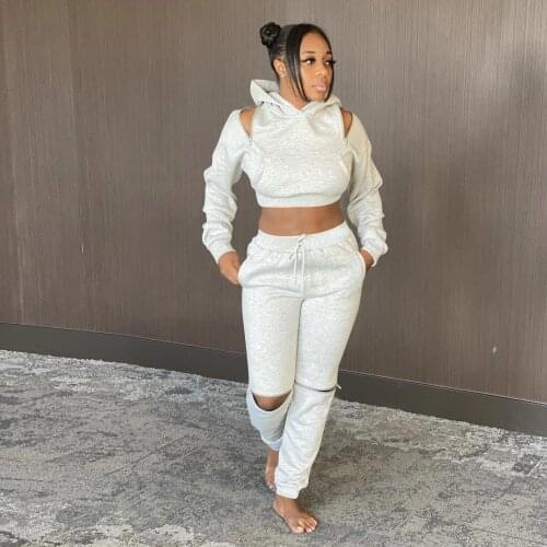 Ueteey New Fashion Two-piece Casual Chic Solid Zippers Design Personality Women Pant Set