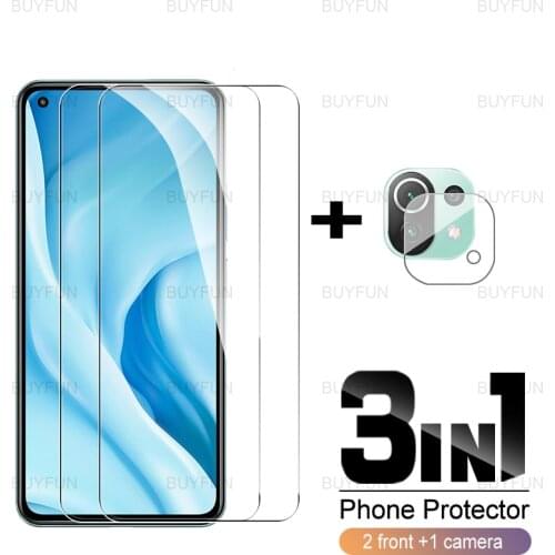 For Mi 11 Lite 5G 6.55inch 3in1 front screen protector camera film for xiaomi xioami mi11 mi 11 lite full cover tempered glass