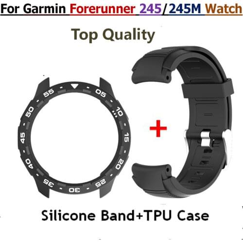 Screen TPU Frame Protector Case For Garmin Forerunner 245 Watch Cover Band Silicone Watchband Strap for Forerunner245/245M Wrist