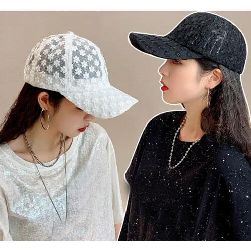 Womens Baseball Caps Lace Sun Hats Breathable Mesh Hat Gorras Summer Cap Snapback Casquette Usual Occasion Fashion Bones Hat