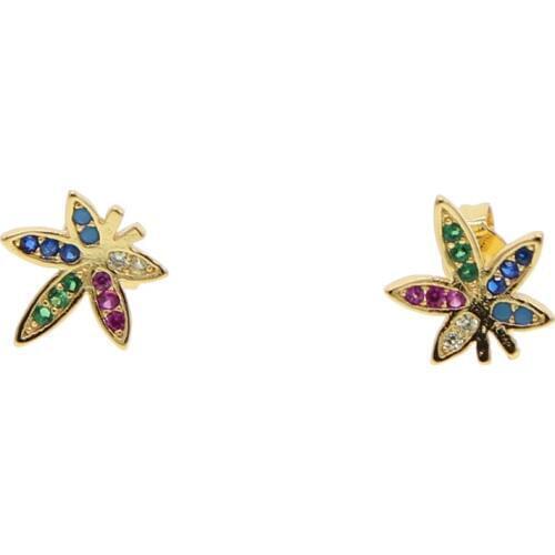 2019 Fashion colorful zirconia Tree of Life Dazzling CZ Tree Leaves Stud Earrings For Women Jewelry