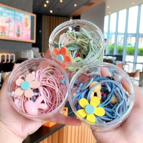 10/15/20/30 Pcs/Set Children Cute Cartoon Flower Elastic Hair Bands Girls Lovely Scrunchies Rubber Bands Kids Hair Accessories