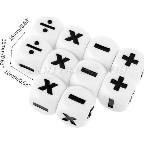 10pcs 16mm D6 Dice Mathematical Operators Arithmetic Dice Club Pub Board Game Drop Shipping