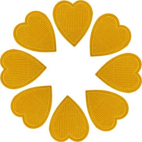 10PCS Yellow Heart Patches for Clothing Cute Loves Patch Iron On Stripes Clothes Jacket Backpack Embroidery Applique Accessories