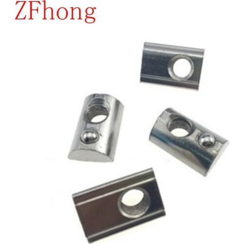 100PCS M3 m4 m5 m6 t spring nut Half Round Elasticity Spring Nut for 2020 aluminum profile