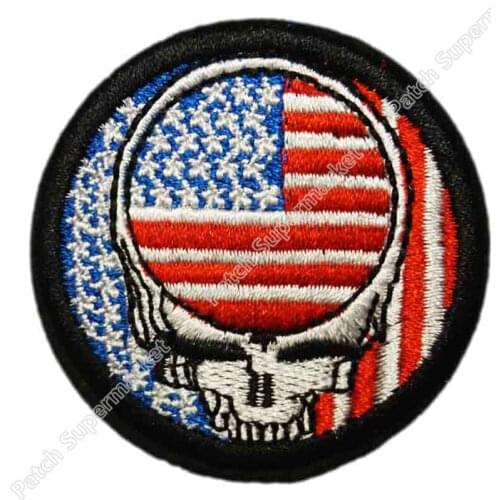 2" Grateful Dead Steal Your Face Jerry Garcia Music Band Embroidered LOGO Iron On Patch US flag USA Emo Goth Punk Rockabilly
