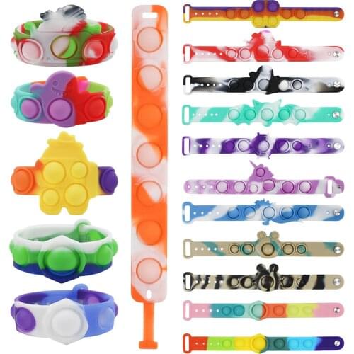 2pcs Decompression Bracelet Press Bubble Photosensitive Color Change Bracelet Puzzle Sensory Toy For Kids Fidget Vent Toys