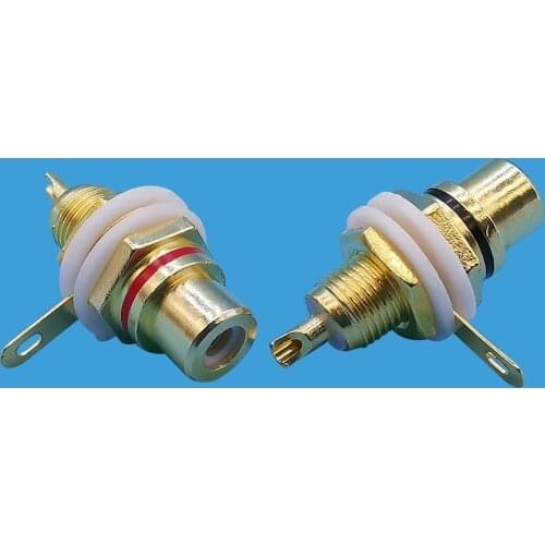 2Pcs Gold plated RCA Female Socket Panel Mount Chassis Audio Terminal RCA Connector Plug Jack Amplifier Speaker Connectors