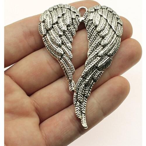 4pcs 67x42mm Charms Big Angel Wings Antique Bronze Antique Silver Color Pendants Making DIY Handmade Finding Jewelry