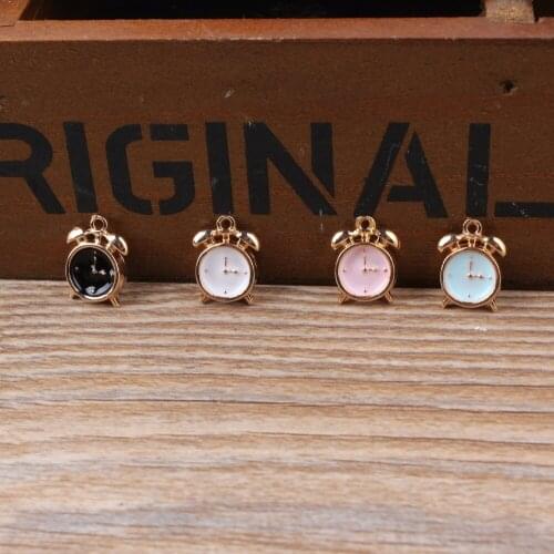 4pcs/set Oil Drop Charms 4pcs/lot Cute Clock Enamel Charms Alloy Pendant fit necklaces bracelets DIY Jewelry Accessories