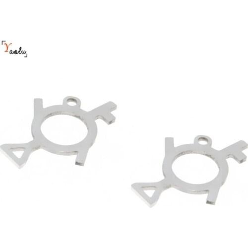 5pcs/lot Lgbt mtf Trans Symbol charm Genderfluid third Gender and demigirl pride symbol Stainless steel Charm pendant 26x20mm