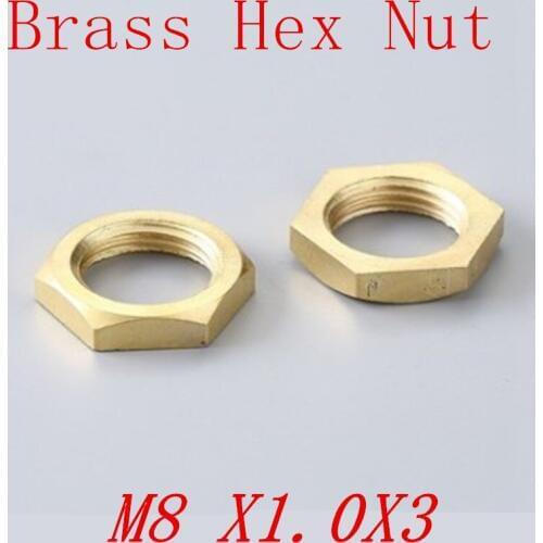 50pcs m8*1.0*3 Brass hex thin lighting lock nut
