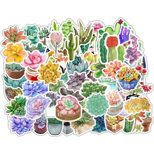 71Pcs Cactus Green Plants PVC Sticker For Decoration Notebook Phone Bag Laptop Fridge Suticase Helmet Car Stickers