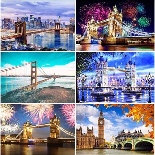 DIY Bridge 5D Diamond Painting Full Square Drill Landscape Diamond Embroidery Wall Art Cross Stitch Kits Home Decor Needlework