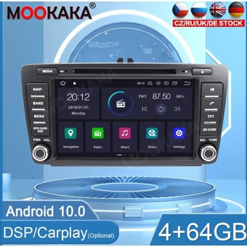 4+64G PX6 Android 10.0 Screen Car Radio For Skoda Octavia 2008+ GPS Navigation Auto Audio Stereo Recorder Head Unit DSP Carplay
