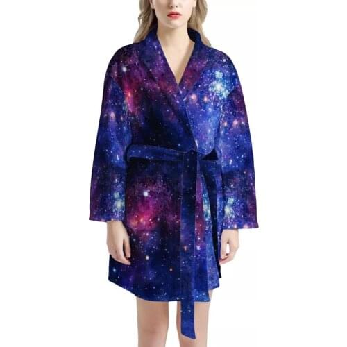 Universe Space Galaxy Bath Towel Bathrobe Loose Cardigan Nightgown Hotel Women Men Bathrobe Winter Casual Home Wear Customized