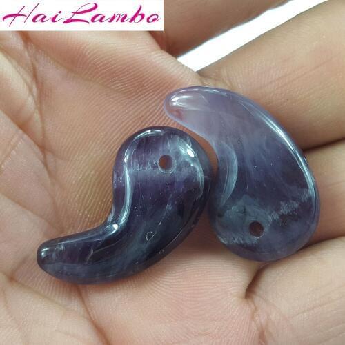 10pcs HaiLambo RomanticAmethyst Purple Crystal Hand Carved Magatama Pendant Comma Beads Classic Jewelry Pendants for Gift GY05