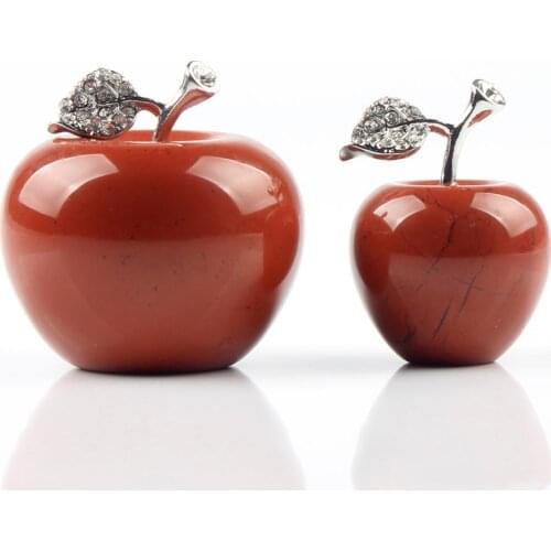 2 Pack Carved Apple Natural Stone Quartz Crystal Green Aventurine Beads Healing Reiki Natural Gem Home Decor Christmas Gift