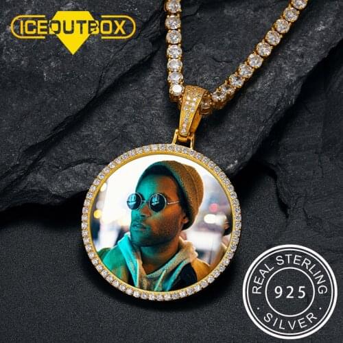 Best Quality 925 Sterling Silver Custom Photo Memory Medallions Solid Pendant Personalized Cubic Zircon Chains Mens Hip Hop