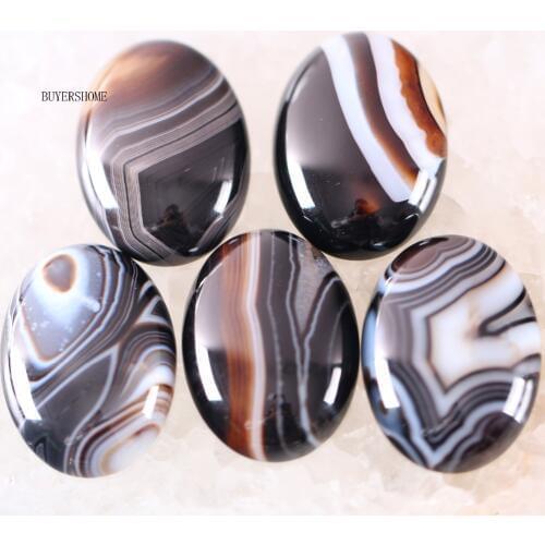 For Jewelry Making Necklace Pendant Bracelet Earrings 18x25MM&15x20MM Oval Natural Stone Bead Black Veins Onyx CAB Cabochon 5Pcs