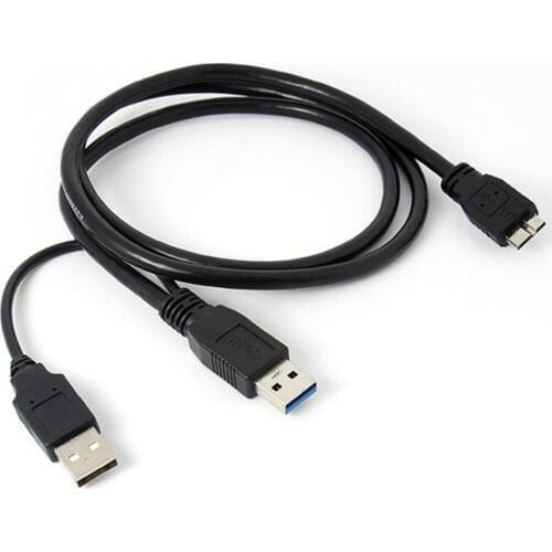 A Double A Micro USB B 3.0 Y-Cable Move Hard Drive Cable Black