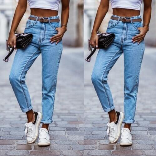 Spring/Autumn Mom Jeans High Waist Cowboy Denim Boyfriends Trousers Blue Retro Washed Elastic Slim Pencil Vintage Jeans